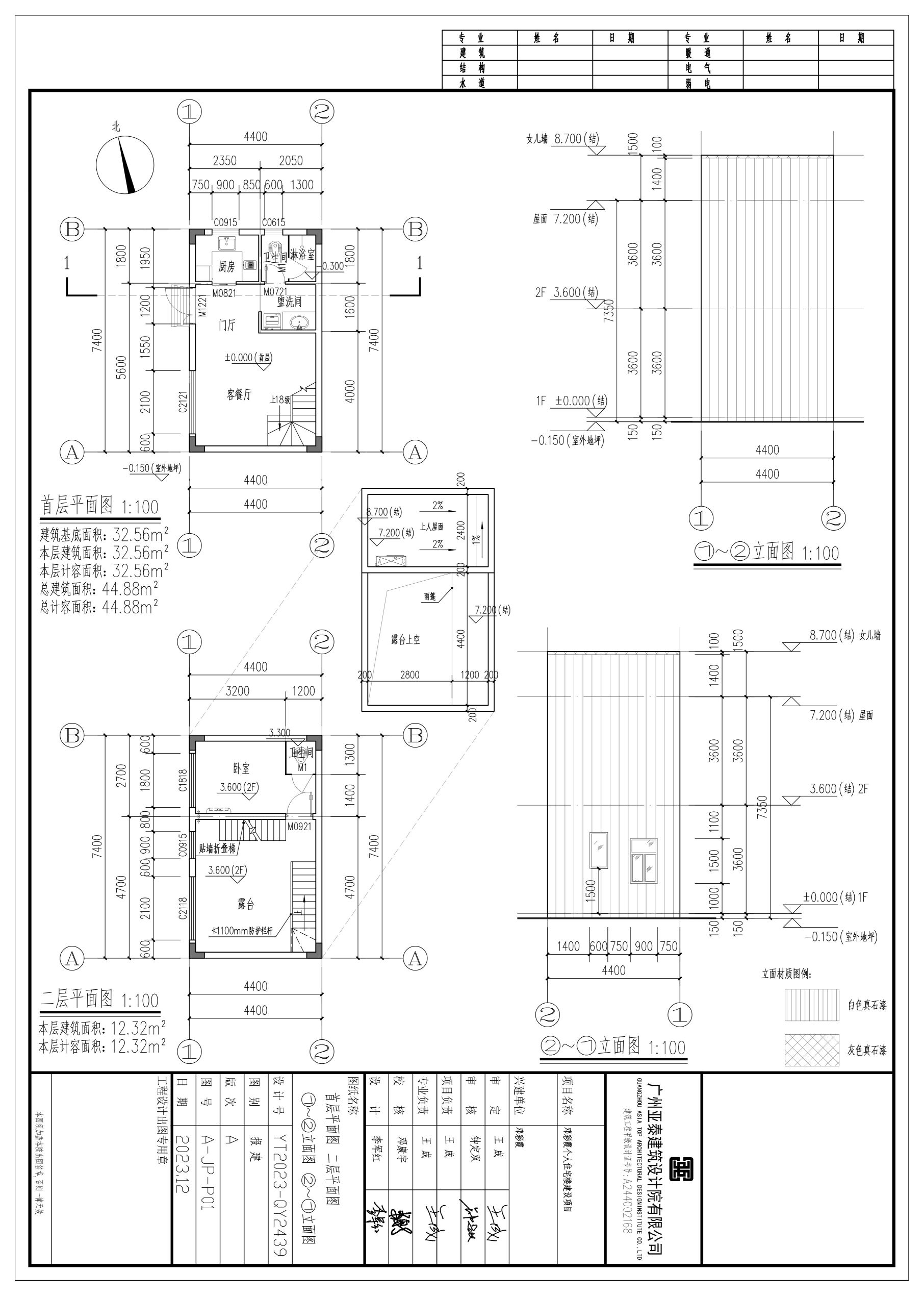 鄧彩霞個人住宅樓建設(shè)項(xiàng)目_首層平面圖 二層平面圖 1~2立面圖 2~1立面圖.jpg